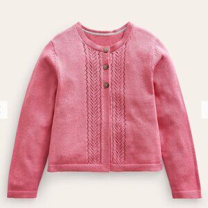 Pink mini Boden girls' cotton  pointelle cardigan